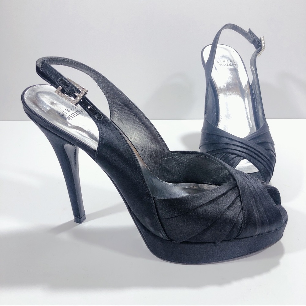 Black Satin Stuart Weitzman Heels